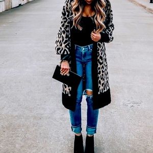 Cheetah Print Long Cardigan/Duster NWT